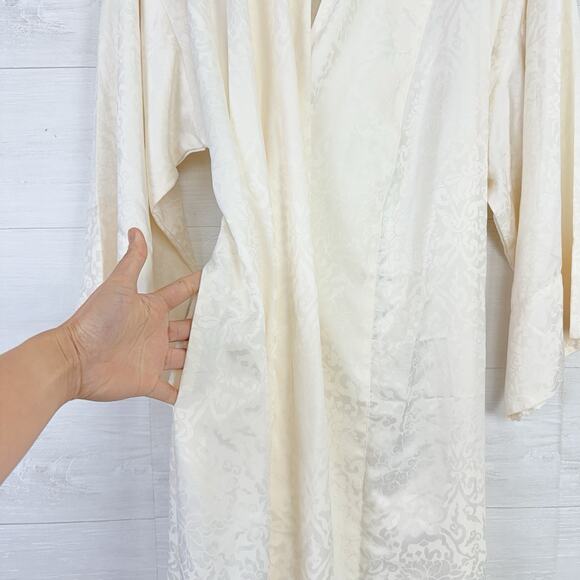 Natori Jacquard‎ Satin Womens Robe Size Medium Ivory Kimono Belted Sleepwear - Picture 11 of 16
